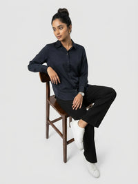 Women Shirt Solid Black Regular Fit
