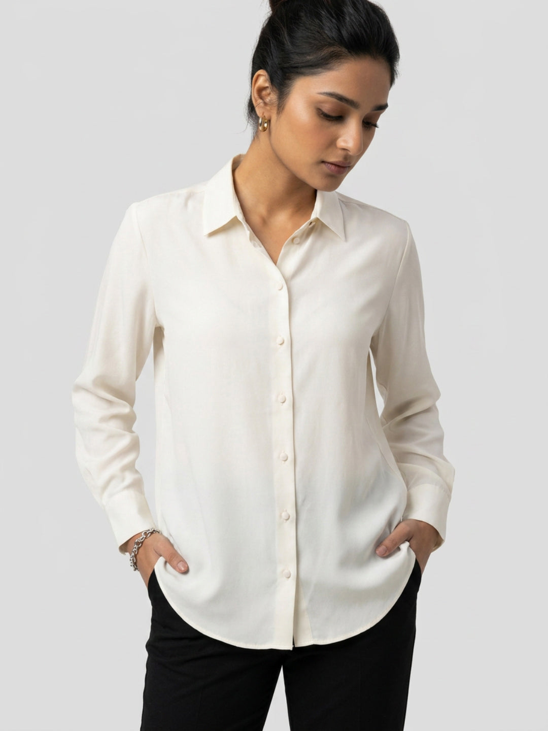 Women Shirt Solid White Regular Fit