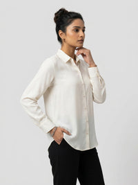 Women Shirt Solid White Regular Fit