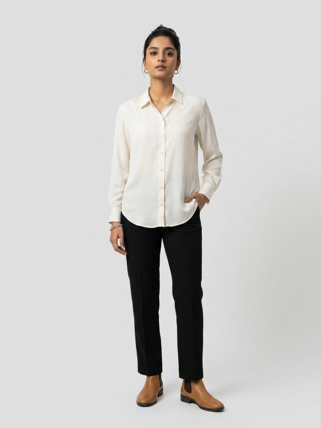 Women Shirt Solid White Regular Fit