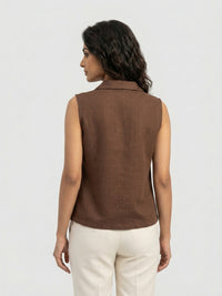 Women Shirt Solid Brown Regular Fit