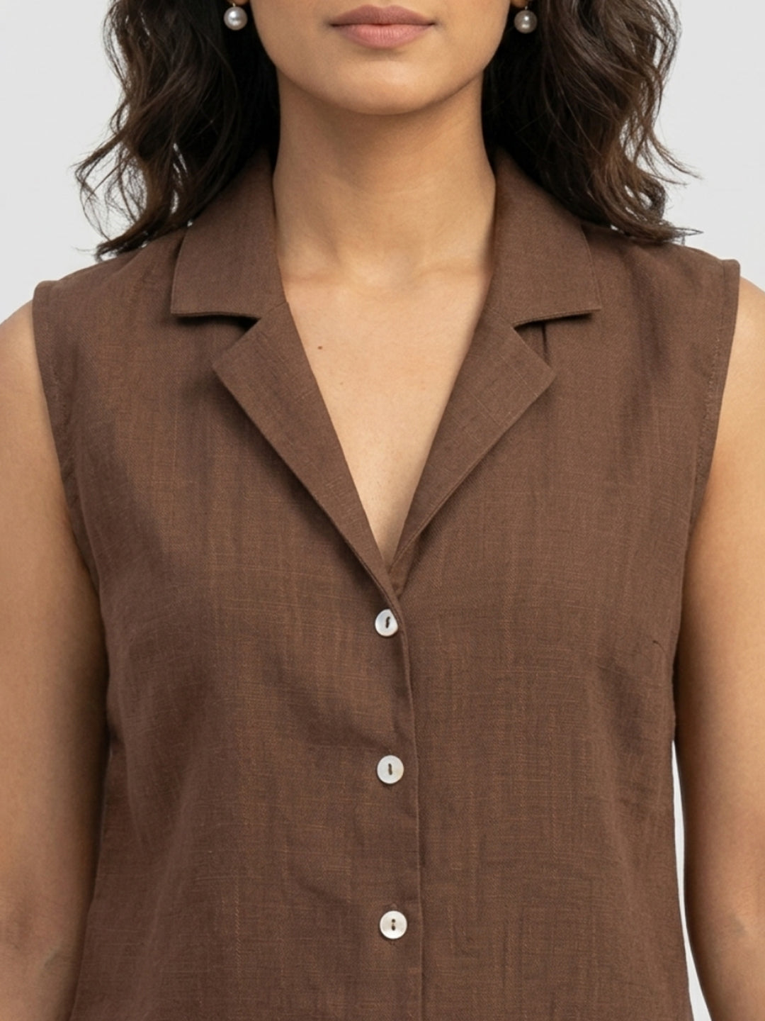Women Shirt Solid Brown Regular Fit