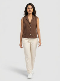Women Shirt Solid Brown Regular Fit