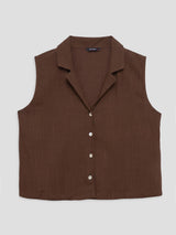 Women Shirt Solid Brown Regular Fit