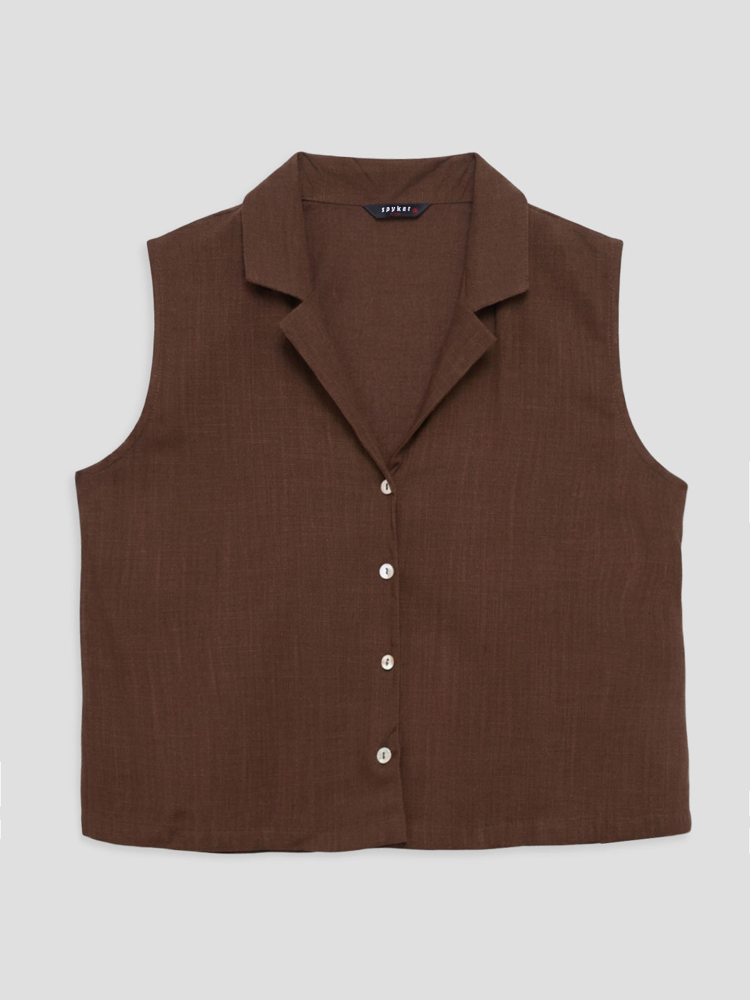 Women Shirt Solid Brown Regular Fit