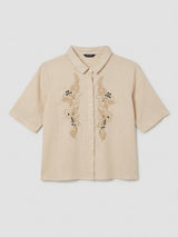 Women Shirt Solid Beige Regular Fit