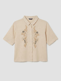 Women Shirt Solid Beige Regular Fit
