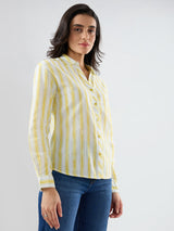 Women Shirt Solid Yellow Regular Fit