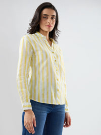 Women Shirt Solid Yellow Regular Fit