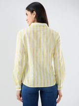 Women Shirt Solid Yellow Regular Fit