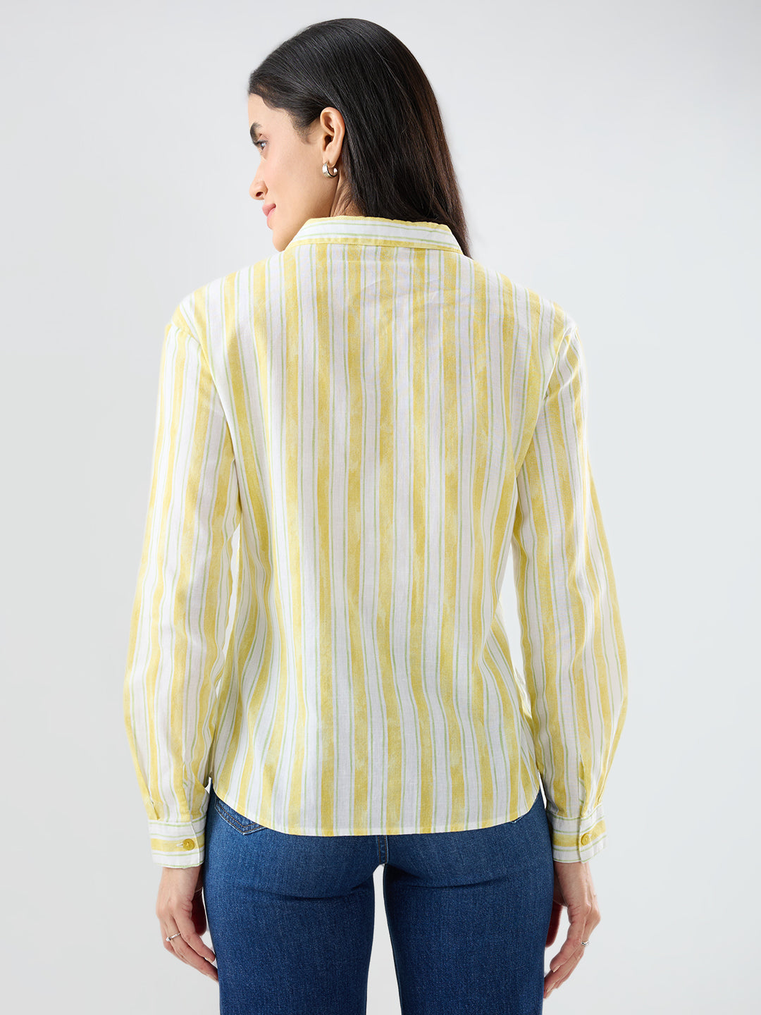 Women Shirt Solid Yellow Regular Fit