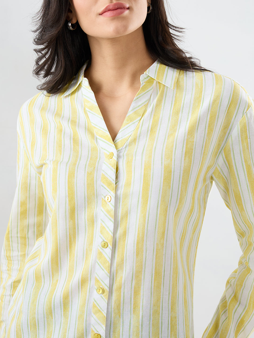 Women Shirt Solid Yellow Regular Fit