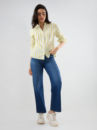 Women Shirt Solid Yellow Regular Fit