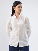 Women Shirt Off White Stripe Regular Fit