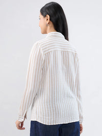 Women Shirt Off White Stripe Regular Fit