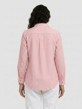Women Shirt Stripe Red Regular Fit