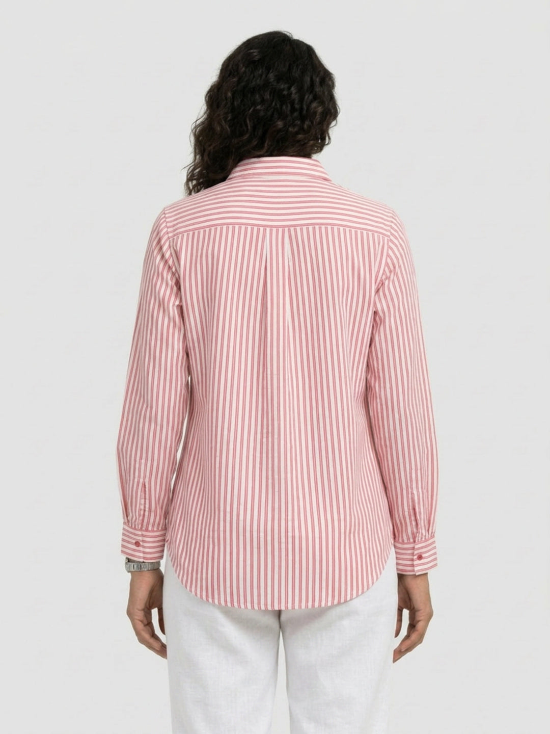 Women Shirt Stripe Red Regular Fit