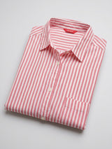 Women Shirt Stripe Red Regular Fit