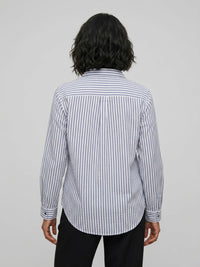 Women Shirt Stripe Navy Blue Regular Fit
