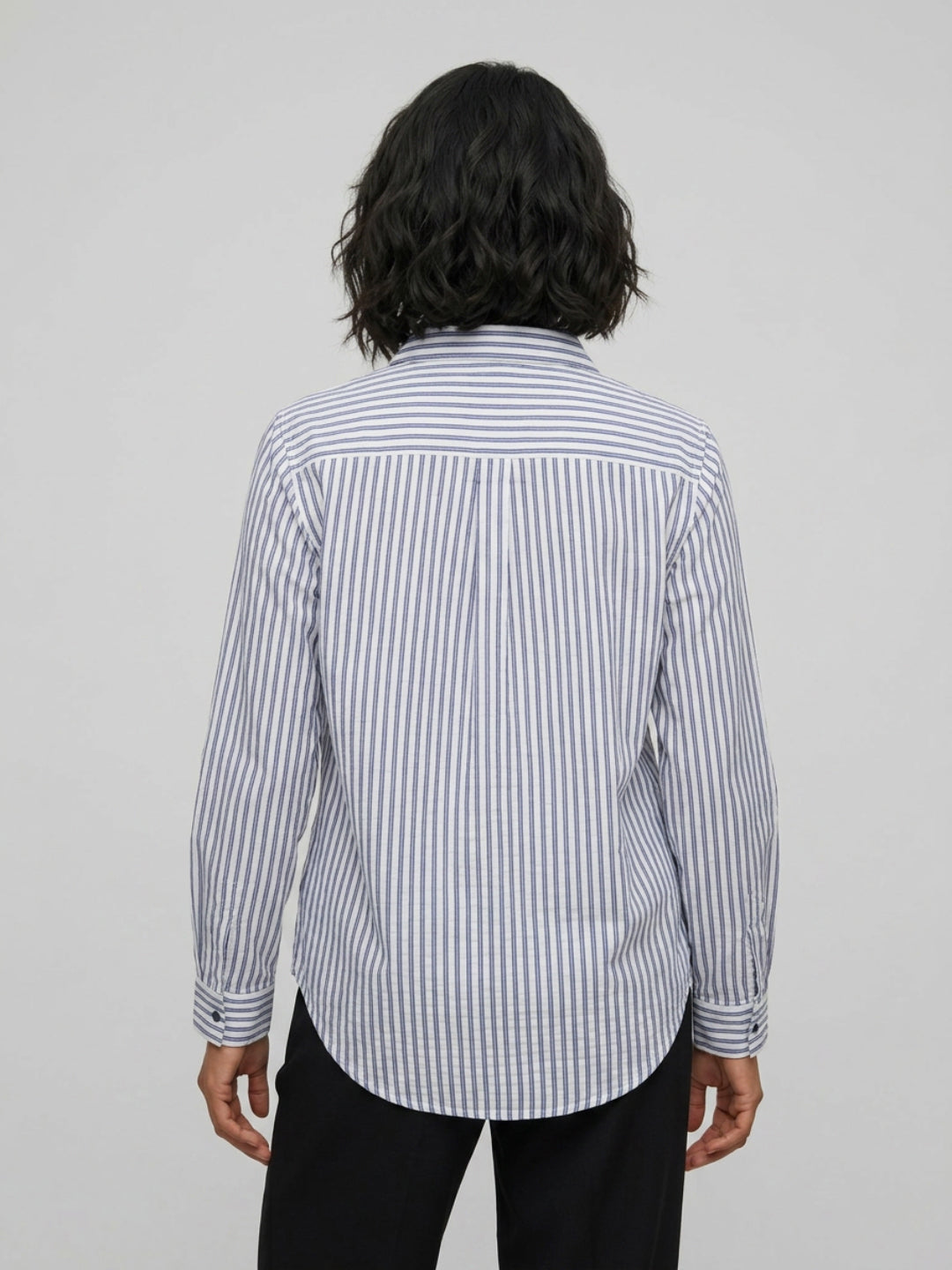 Women Shirt Stripe Navy Blue Regular Fit