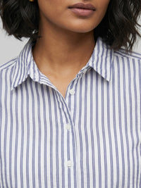 Women Shirt Stripe Navy Blue Regular Fit
