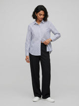 Women Shirt Stripe Navy Blue Regular Fit