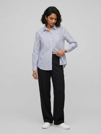 Women Shirt Stripe Navy Blue Regular Fit