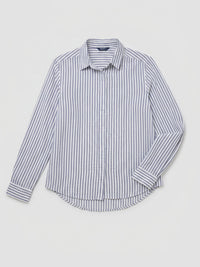 Women Shirt Stripe Navy Blue Regular Fit