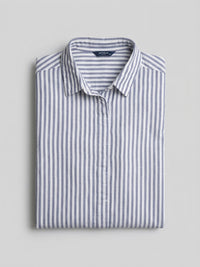 Women Shirt Stripe Navy Blue Regular Fit