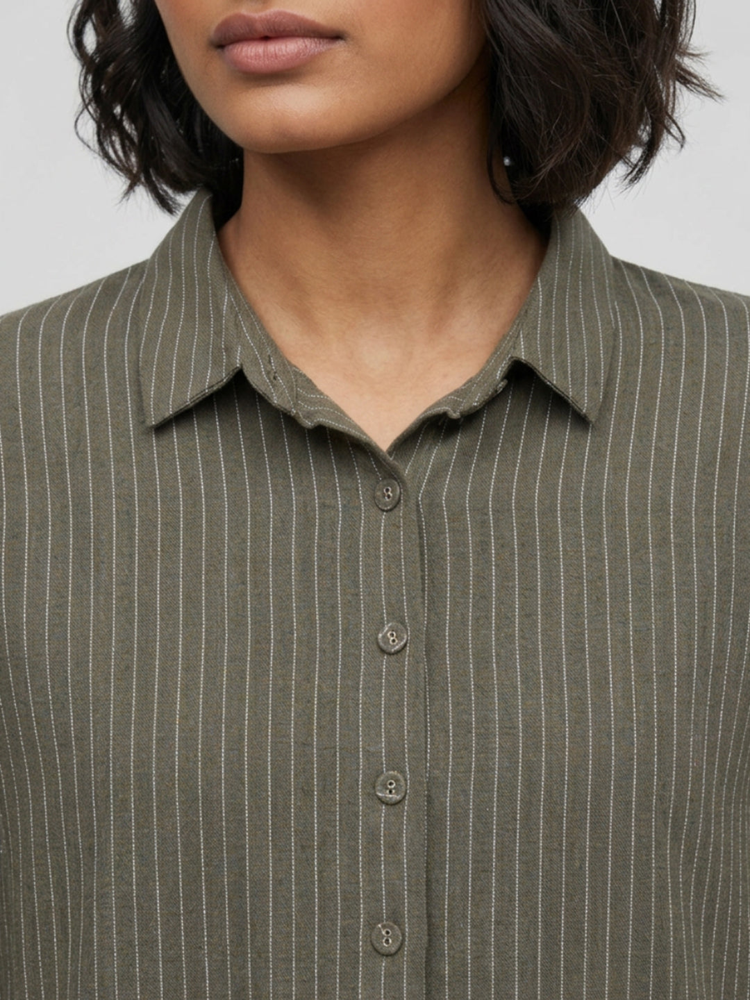 Women Shirt Stripe Green Relaxed Fit