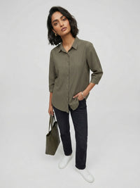 Women Shirt Stripe Green Relaxed Fit