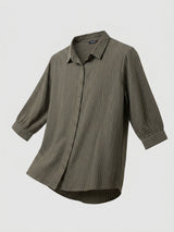 Women Shirt Stripe Green Relaxed Fit