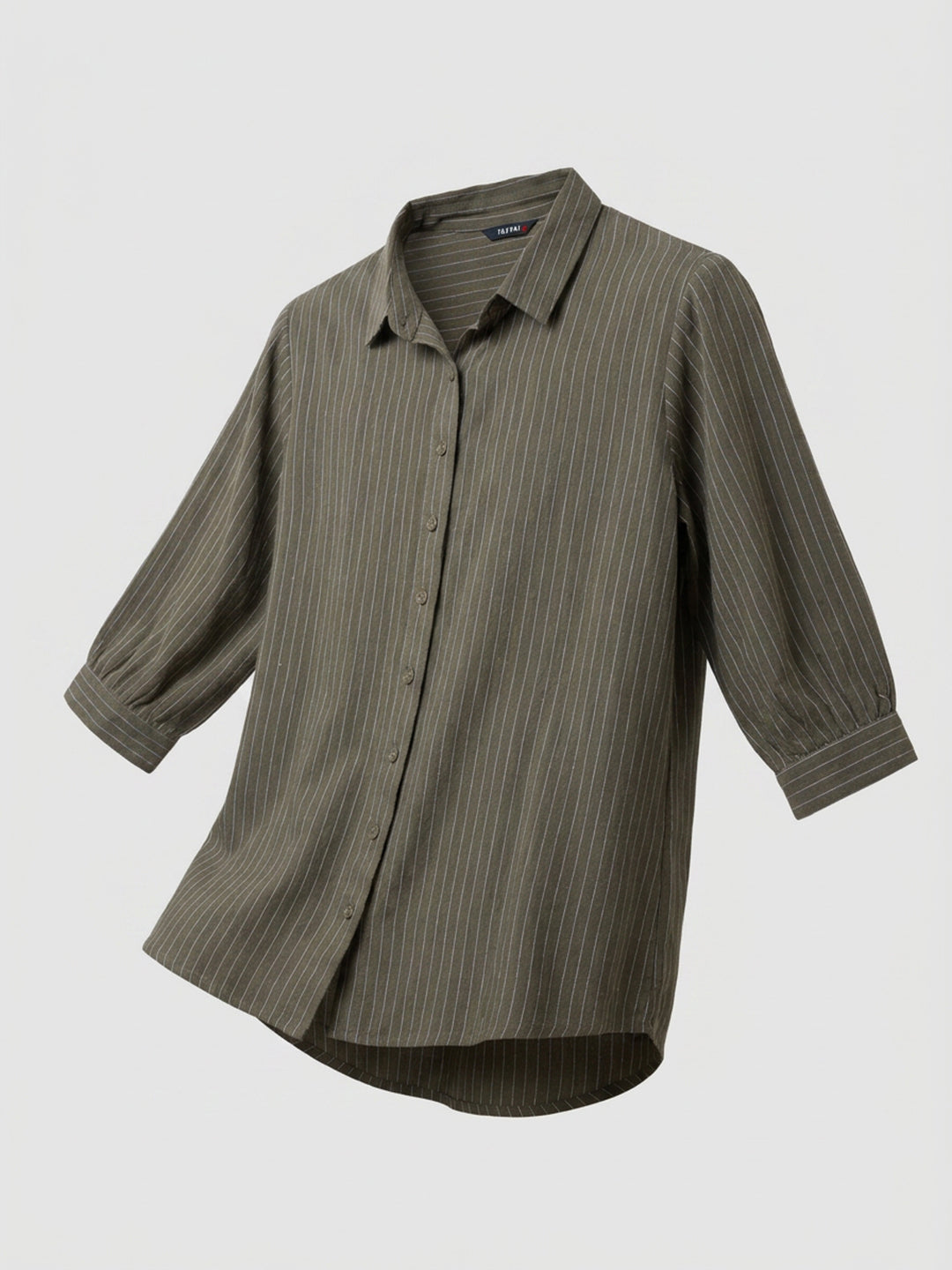 Women Shirt Stripe Green Relaxed Fit