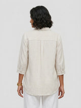 Women Shirt Stripe White Relaxed Fit