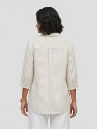 Women Shirt Stripe White Relaxed Fit