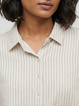Women Shirt Stripe White Relaxed Fit
