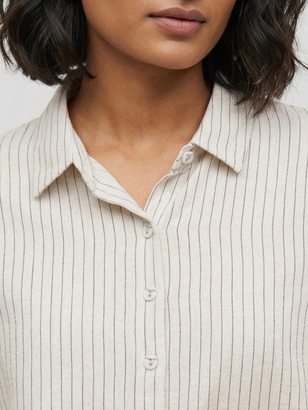 Women Shirt Stripe White Relaxed Fit