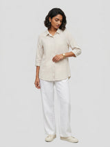 Women Shirt Stripe White Relaxed Fit