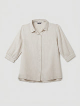 Women Shirt Stripe White Relaxed Fit