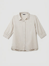 Women Shirt Stripe White Relaxed Fit