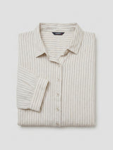 Women Shirt Stripe White Relaxed Fit