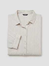 Women Shirt Stripe White Relaxed Fit