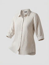 Women Shirt Stripe White Relaxed Fit