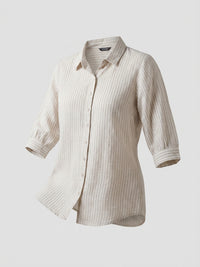 Women Shirt Stripe White Relaxed Fit