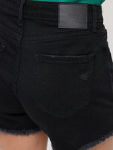 Women Shorts Relaxed Fit Black High Rise