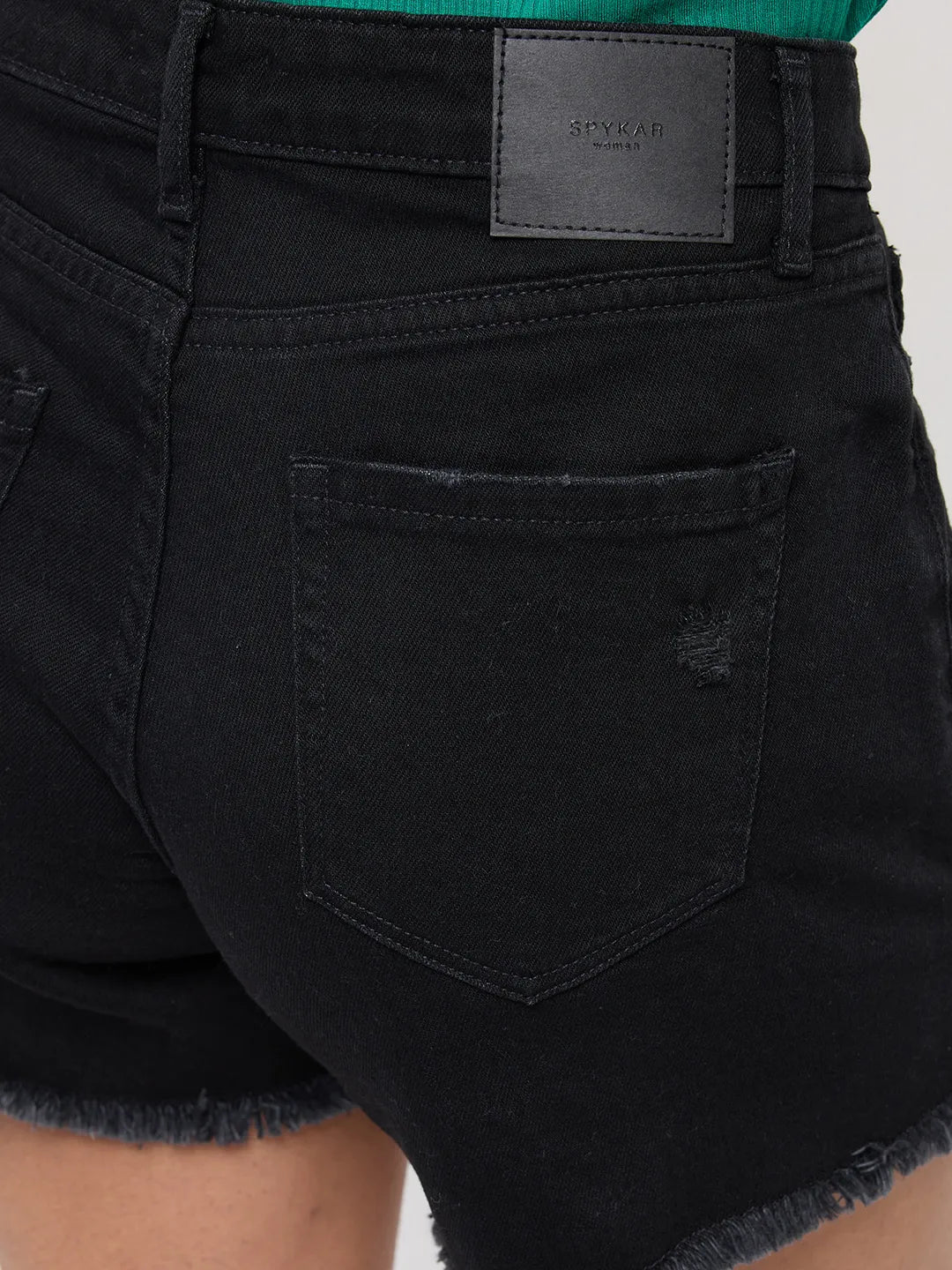 Women Shorts Relaxed Fit Black High Rise