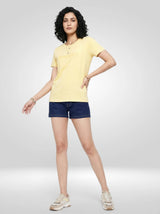Women Shorts Relaxed Fit Blue Mid Rise
