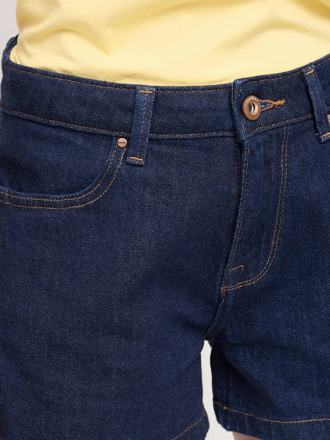 Women Shorts Relaxed Fit Blue Mid Rise