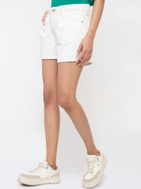 Women Shorts Relaxed Fit White High Rise
