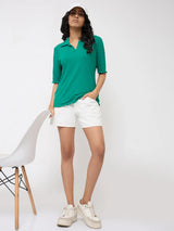Women Shorts Relaxed Fit White High Rise